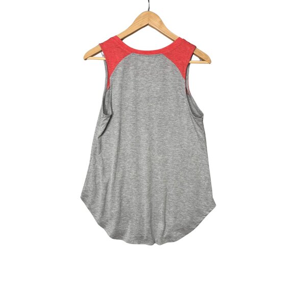 Netflix Womens Stranger Things Tank Top Sz Large Gray Red Embroidered Sleeveless - Picture 5 of 5